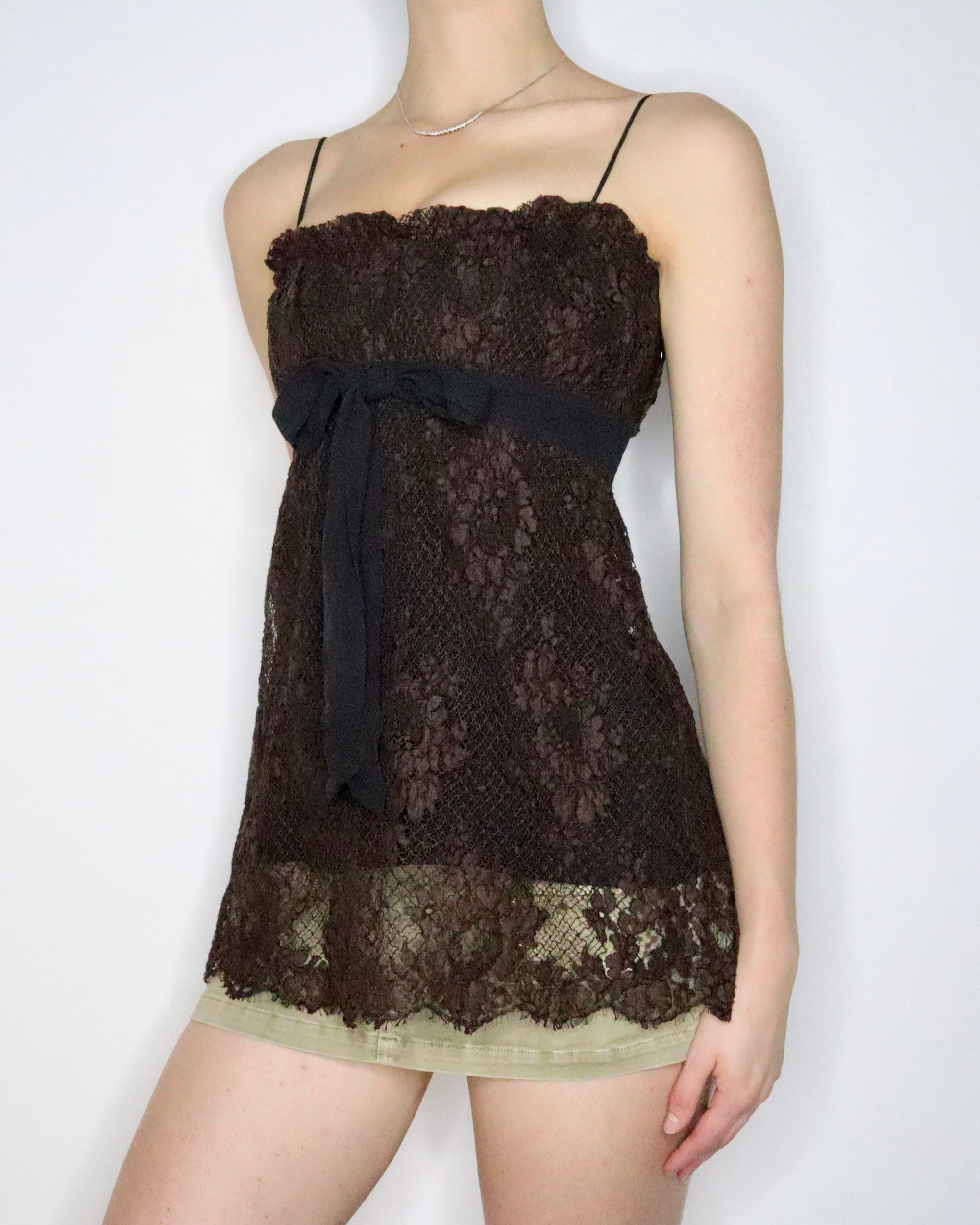 Escada Brown Lace Babydoll Top (XXS-XS)