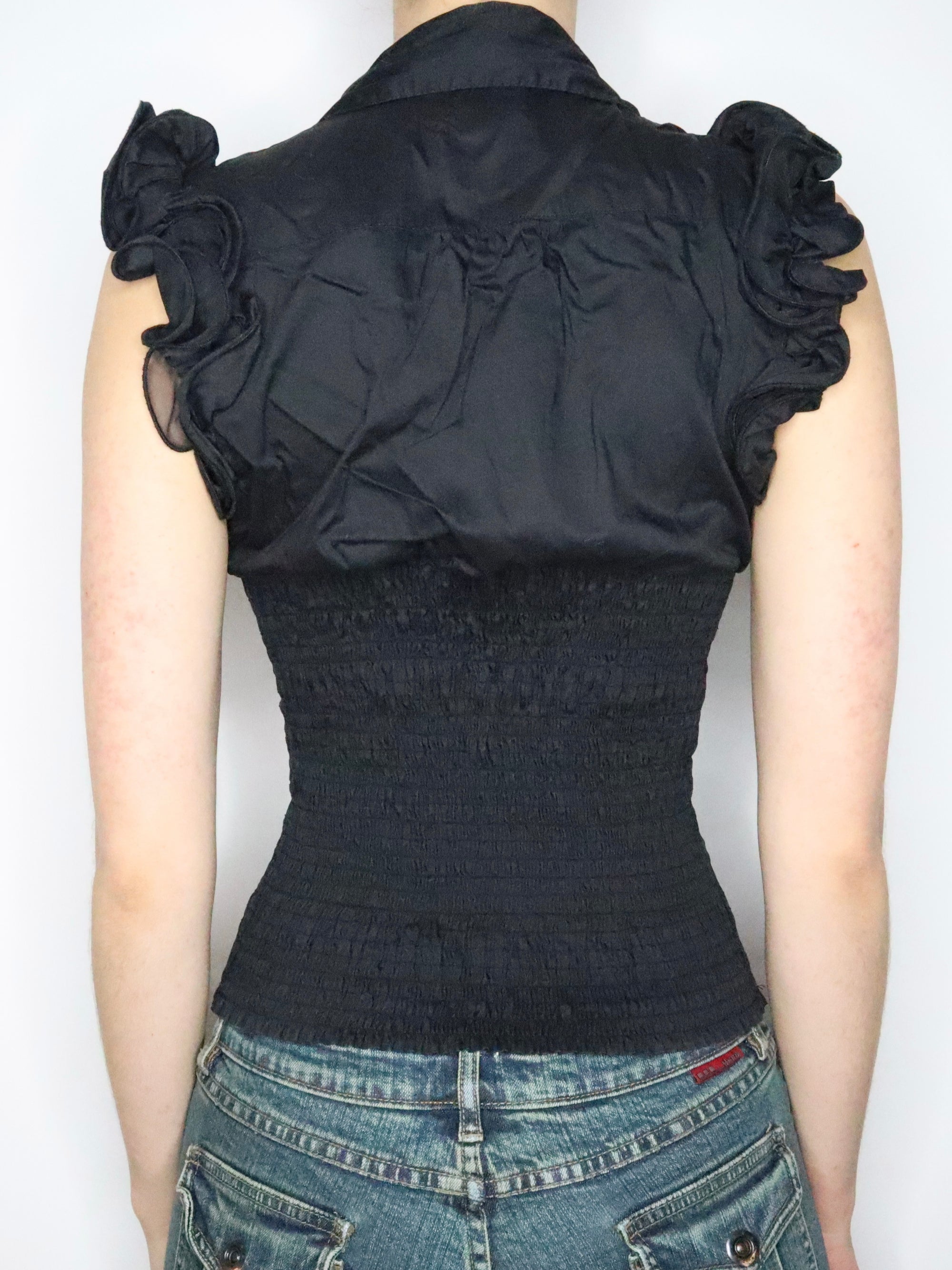 Bebe Black Button Up Blouse (Small) 
