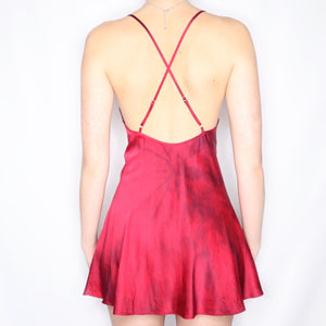 victoria secret red slip dress Vintage 90s Victoria's Secret Gold Label Silk Dark Red Tie Dye Slip Dr