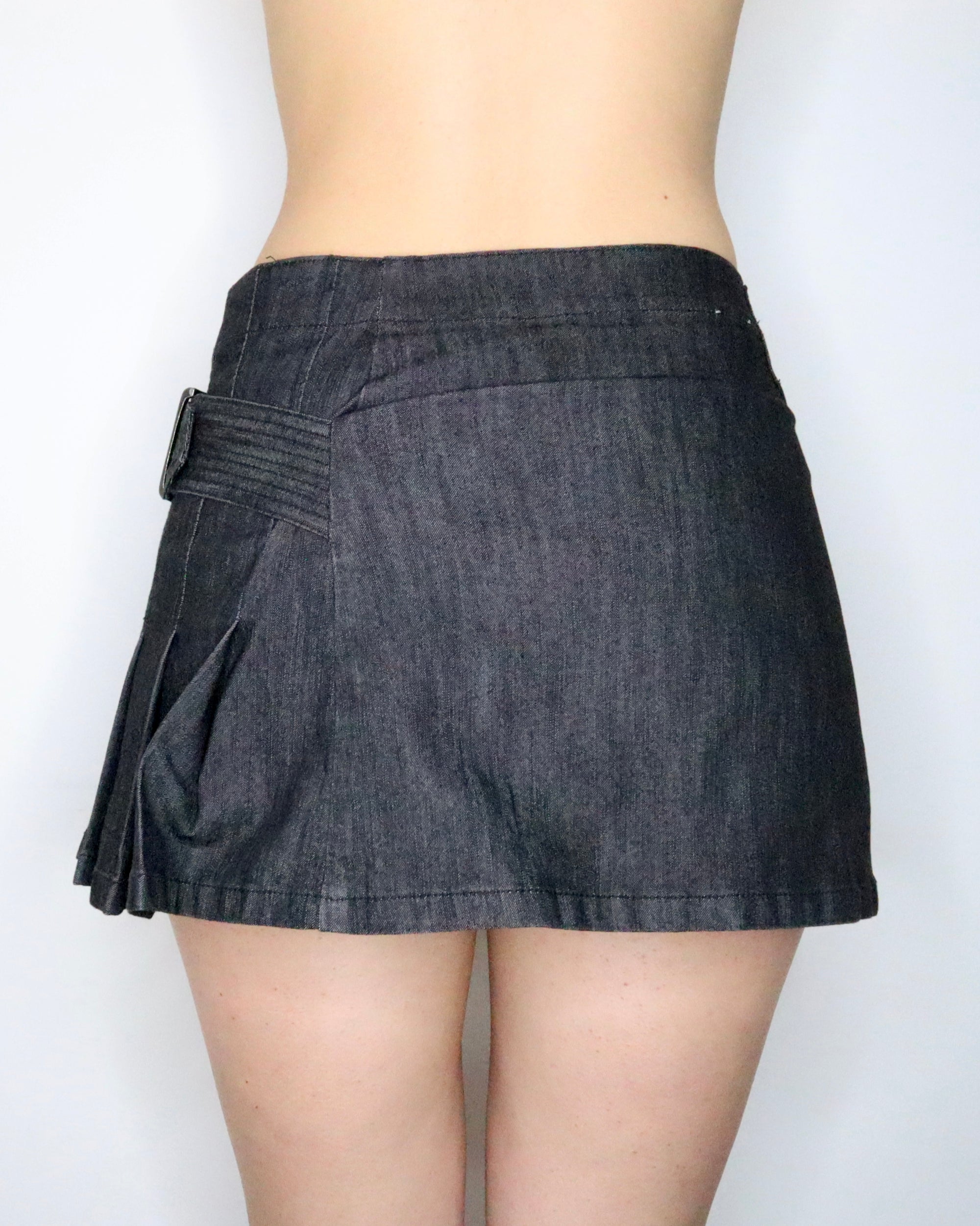 Asymmetrical Denim Mini Skirt (Small) 
