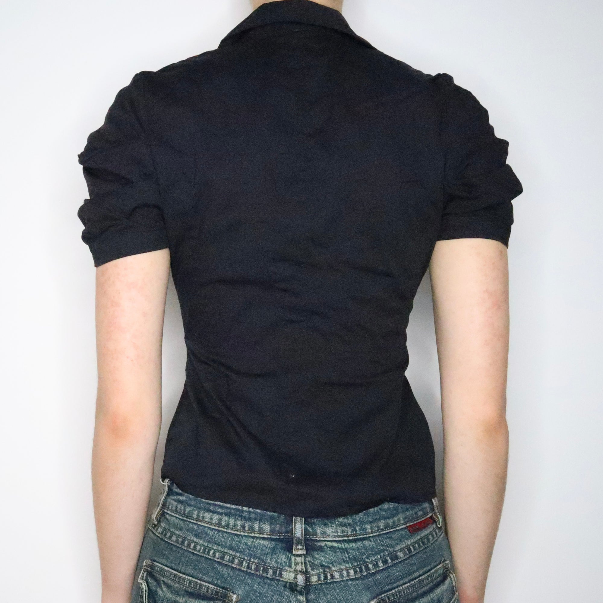 Black Zip Up Blouse S M Imber Vintage